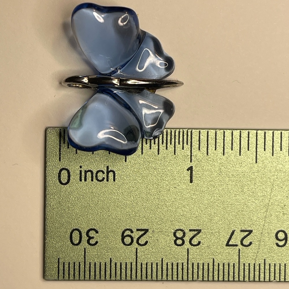 LALIQUE Papillons Butterfly Crystal Necklace blue pendant Sterling silver used - Picture 4 of 13